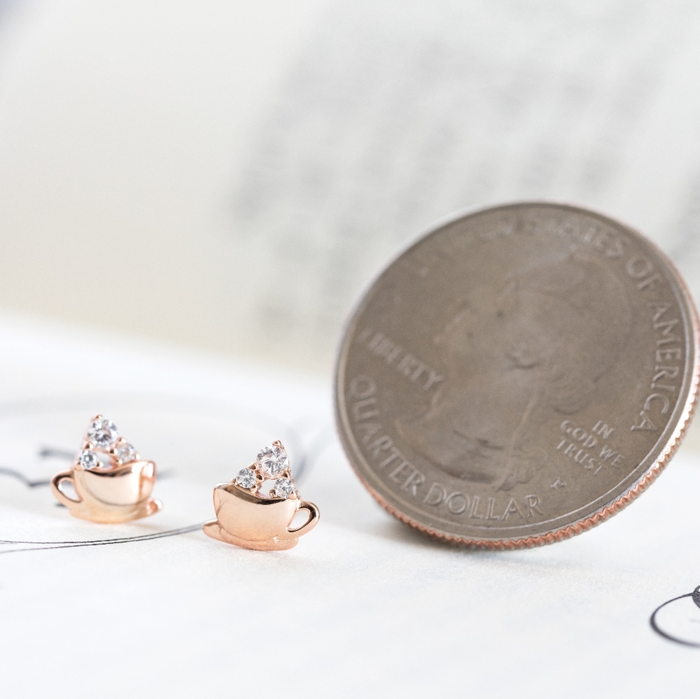 Petite Cappuccino Earring Studs (S925) - Only 1 left! - Picture 8 of 10